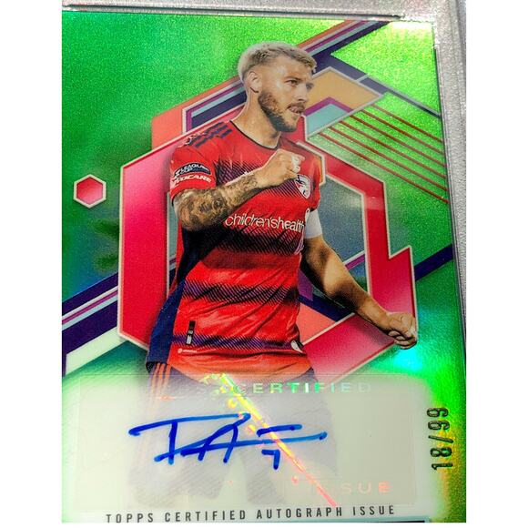 2023 Topps Finest MLS Auto Neon Green A-PA Paul Arriola FC Dallas /99 PSA 9 Pop1 - Picture 5 of 6
